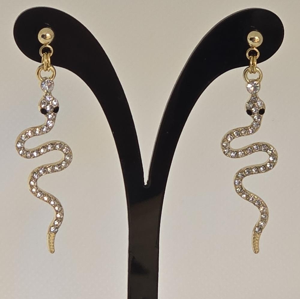 Snake Earrings - gold-tone
